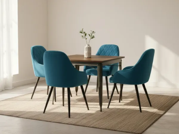 Orchid 4 Seater Dining Table with Chair in Teal Aqua